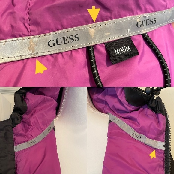 Guess Mid-Length Black Hooded Winter Zip-Up Jacket Women’s Medium - Picture 8 of 14